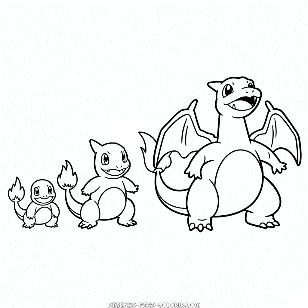 Desenho do Evolução do Charizard para Colorir