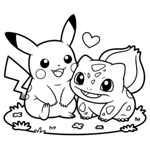 Desenho do Pikachu e do Bulbassauro para Colorir
