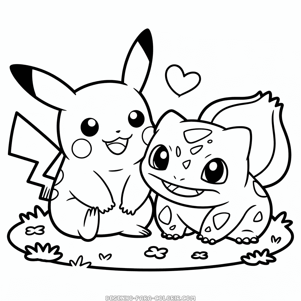 Desenho do Pikachu e do Bulbassauro para Colorir
