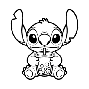Desenho do Stitch com Boba para Colorir