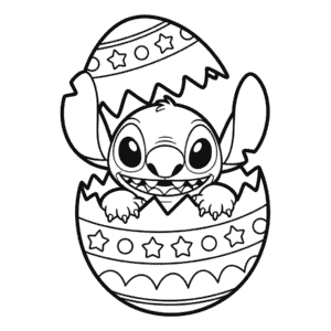 Desenho do Stitch de Páscoa para Colorir