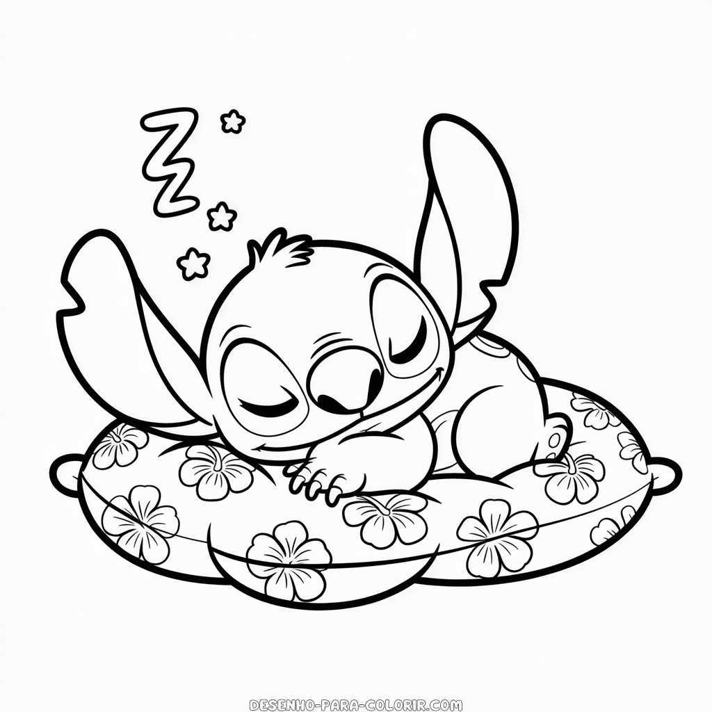 Desenho do Stitch Dormindo para Colorir