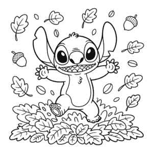 Desenho do Stitch no Outono para Colorir