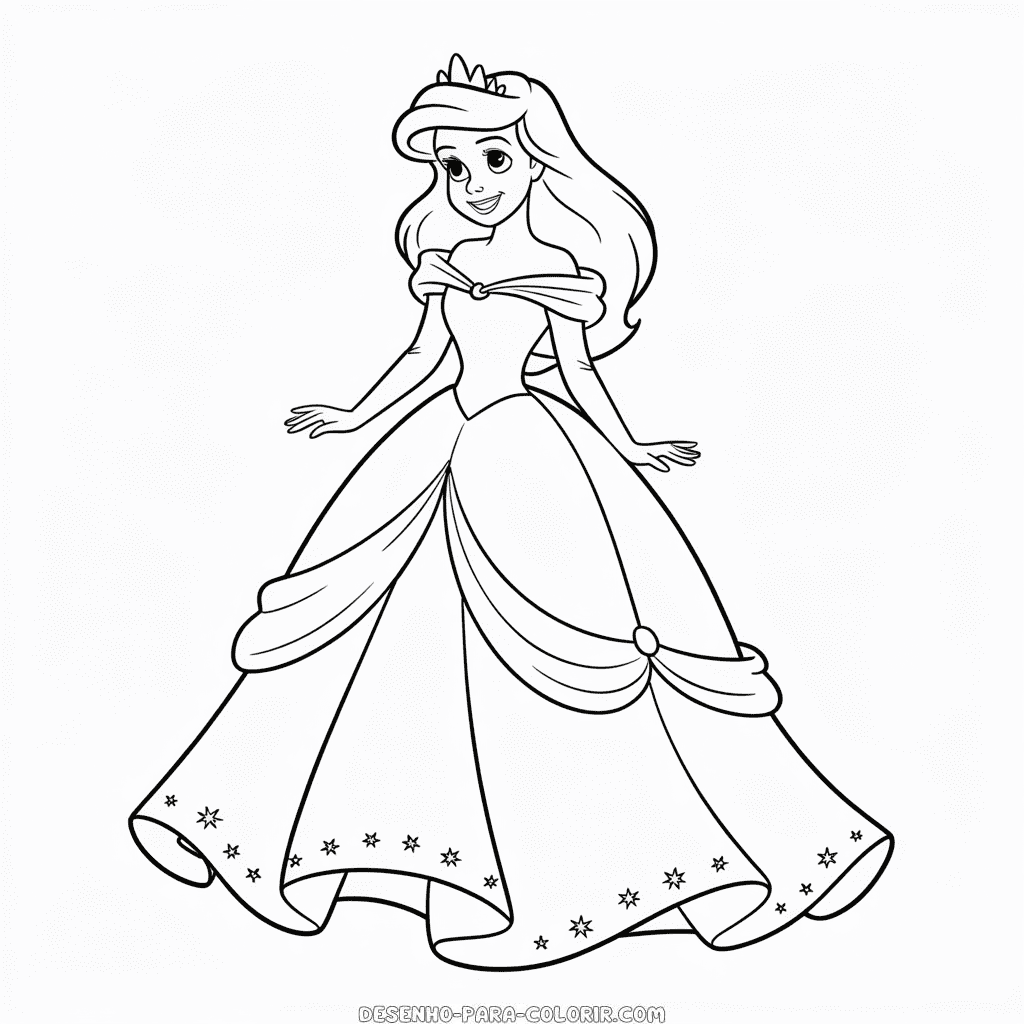 Desenho do Vestido da Ariel para Colorir