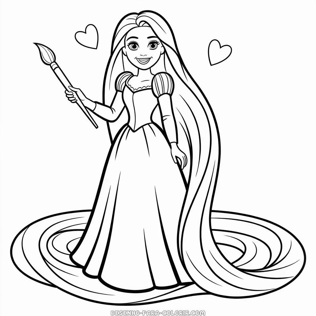 Desenho da Barbie Rapunzel para Colorir