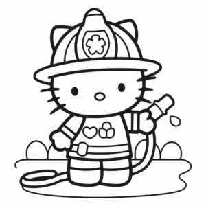 Desenho da Hello Kitty Bombeira para Colorir