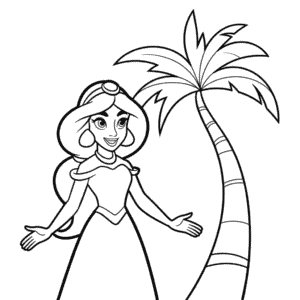 Desenho da Princesa Jasmine Fácil para Colorir