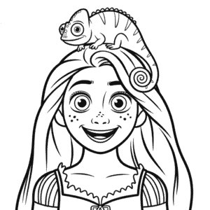 Desenho da Rapunzel e Pascal para Colorir