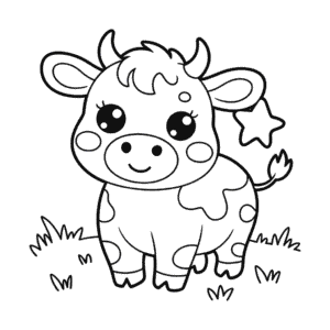 Desenho da Vaca Kawaii para Colorir