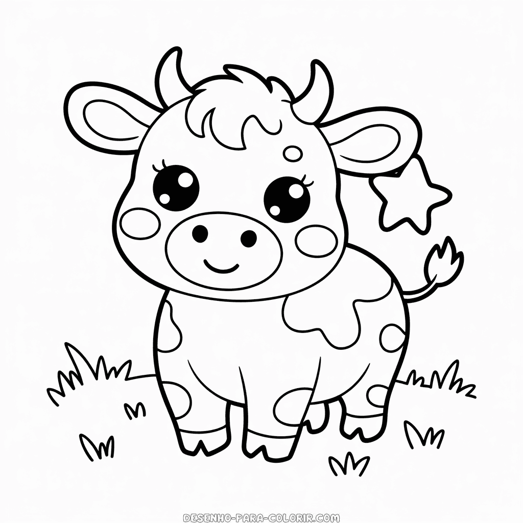 Desenho da Vaca Kawaii para Colorir