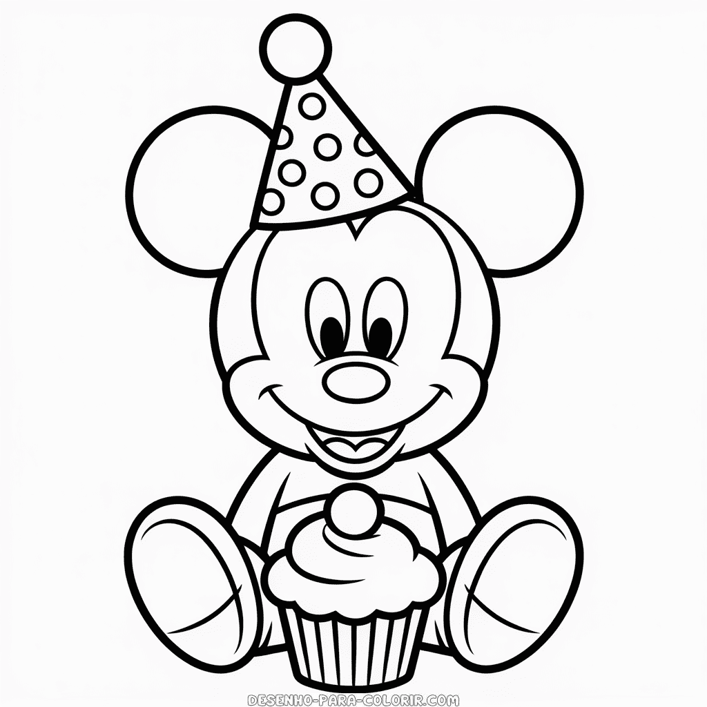 Desenho do Aniversário do Mickey Bebê para Colorir