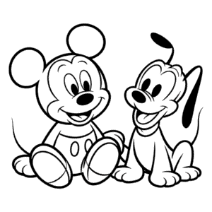Desenho do Bebê Mickey e Amigo para Colorir