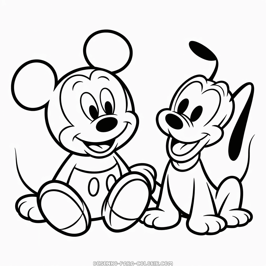 Desenho do Bebê Mickey e Amigo para Colorir