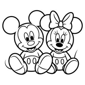 Desenho do Bebê Mickey e Minnie para Colorir