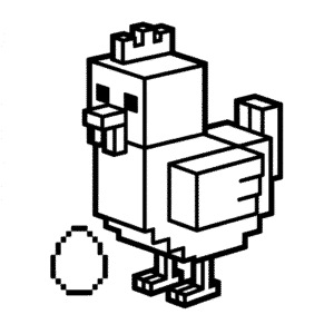 Desenho do Frango do Minecraft para Colorir