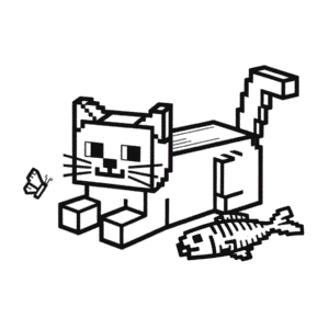 Desenho do Gato do Minecraft para Colorir