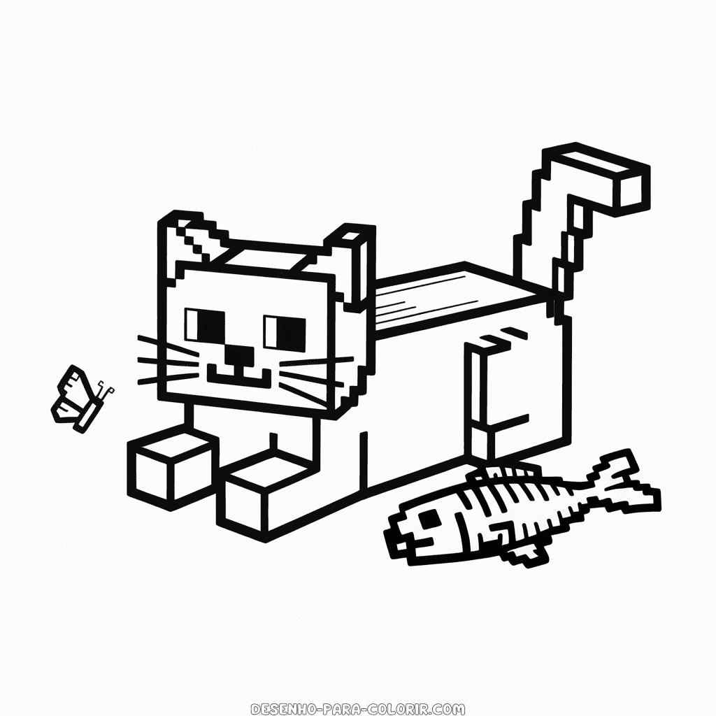 Desenho do Gato do Minecraft para Colorir