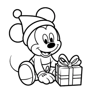 Desenho do Mickey Bebê Natal para Colorir