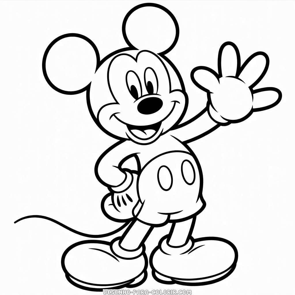 Desenho do Mickey Mouse em Preto e Branco para Colorir