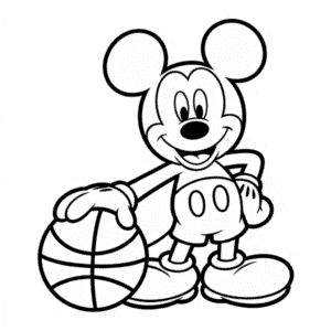 Desenho do Mickey Mouse Jogando Basquete para Colorir