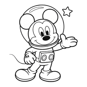 Desenho do Mickey Mouse na Aventura Espacial para Colorir