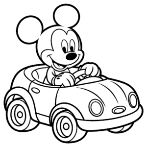 Desenho do Mickey Mouse no Carro para Colorir