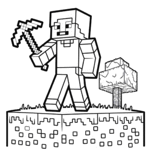 Desenho do Minecraft em Preto e Branco para Colorir