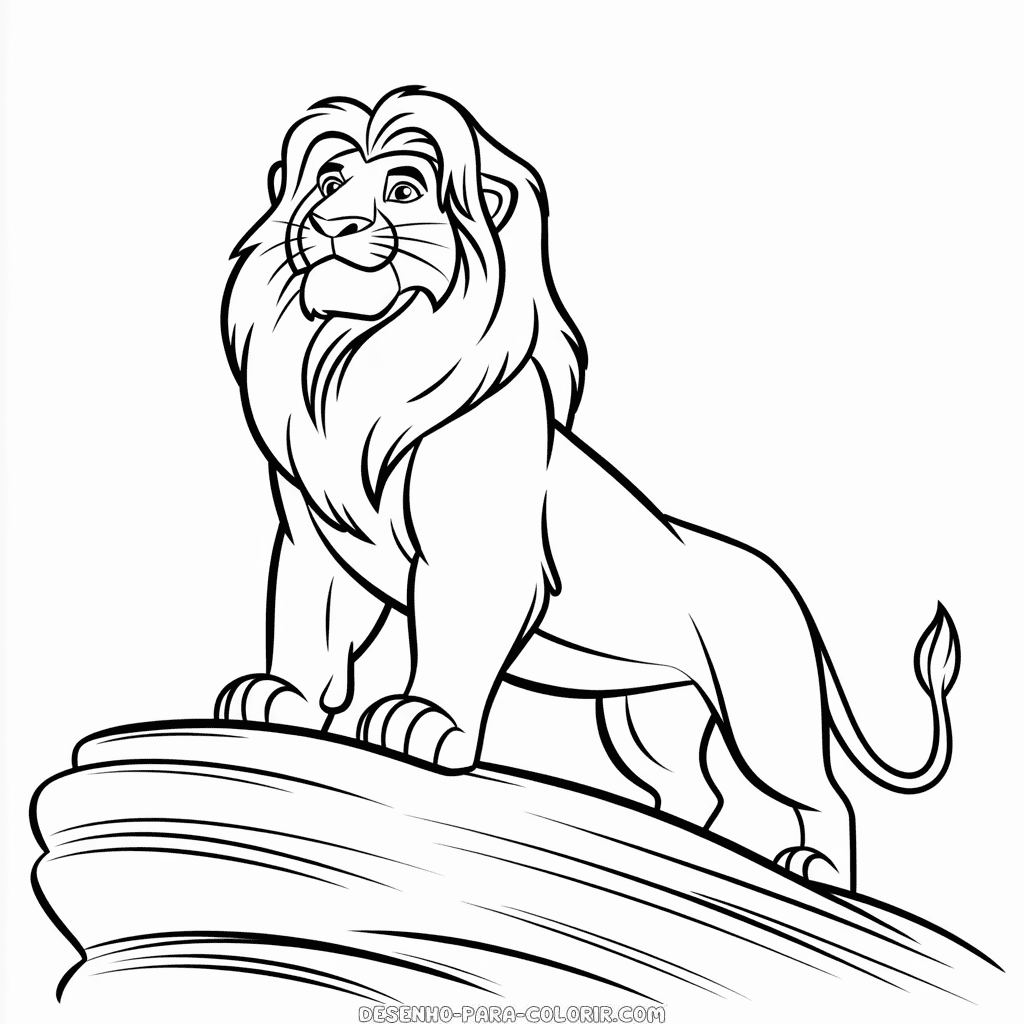 Desenho do Rei Leão na Rocha do Orgulho para Colorir