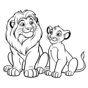 Desenho do Simba e Nala do O Rei Leão para Colorir