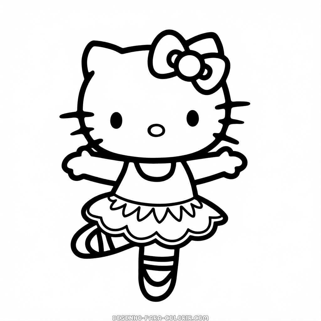 Desenho da Hello Kitty Bailarina para Colorir