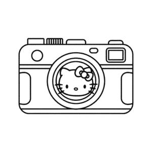 Desenho da Hello Kitty com Câmera para Colorir