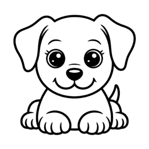 Desenho de Cachorro Fofo Fácil para Colorir