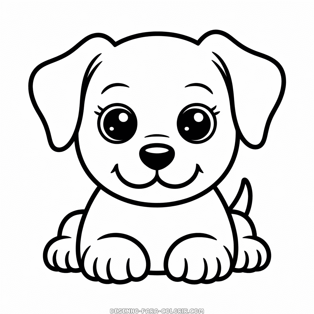 Desenho de Cachorro Fofo Fácil para Colorir