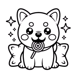 Desenho de Cachorro Kawaii Fofo para Colorir