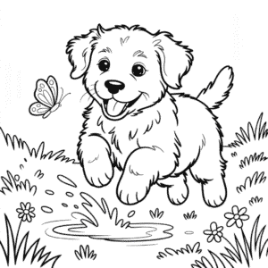 Desenho de Filhote de Cachorro Realista Fofo para Colorir