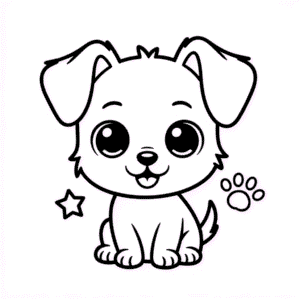Desenho do Cachorro Chibi para Colorir