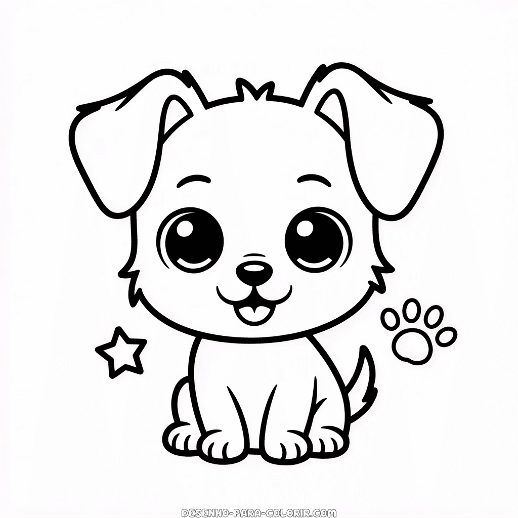 Desenho do Cachorro Chibi para Colorir