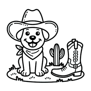 Desenho do Cachorro Cowboy para Colorir