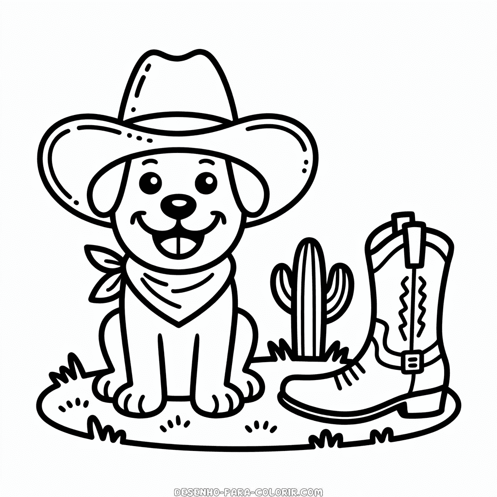 Desenho do Cachorro Cowboy para Colorir