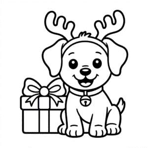 Desenho do Cachorro de Natal para Colorir