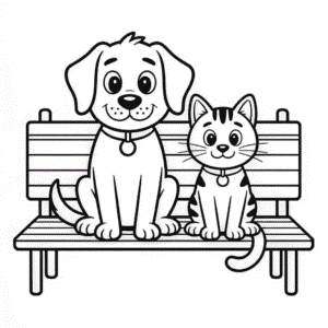 Desenho do Cachorro e Gato para Colorir