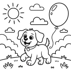 Desenho do Cachorro Preto e Branco para Colorir