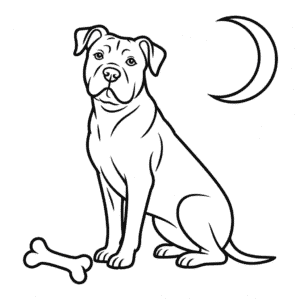 Desenho do Cão com Osso para Colorir