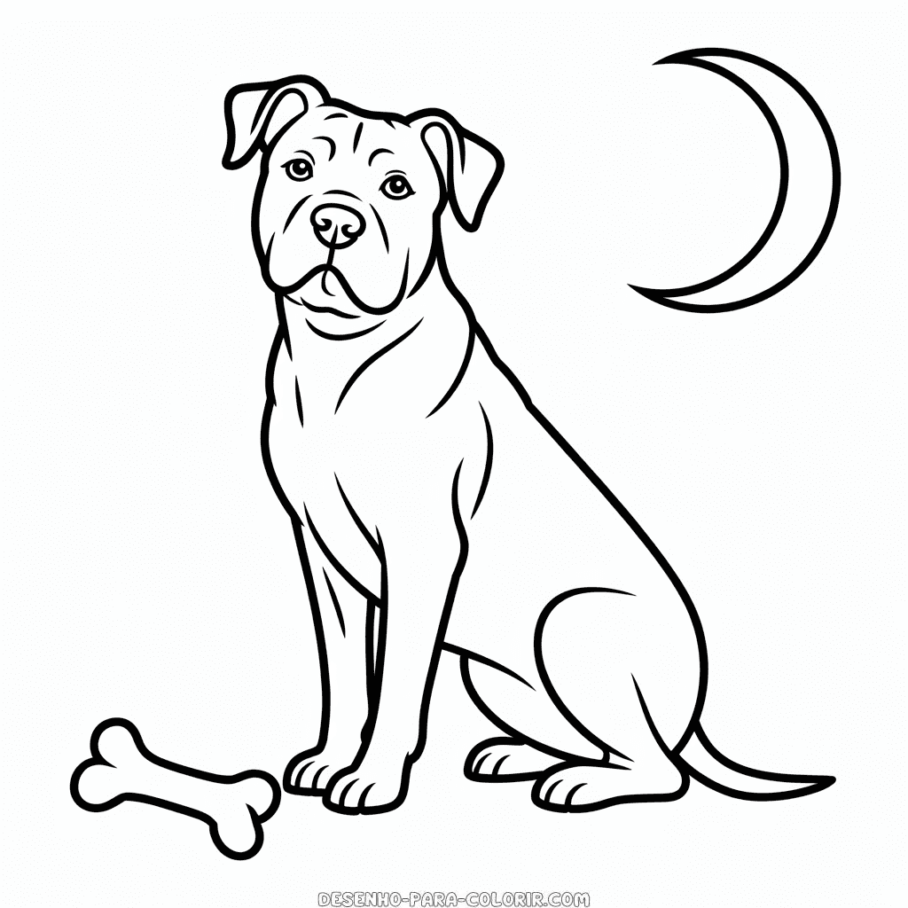 Desenho do Cão com Osso para Colorir