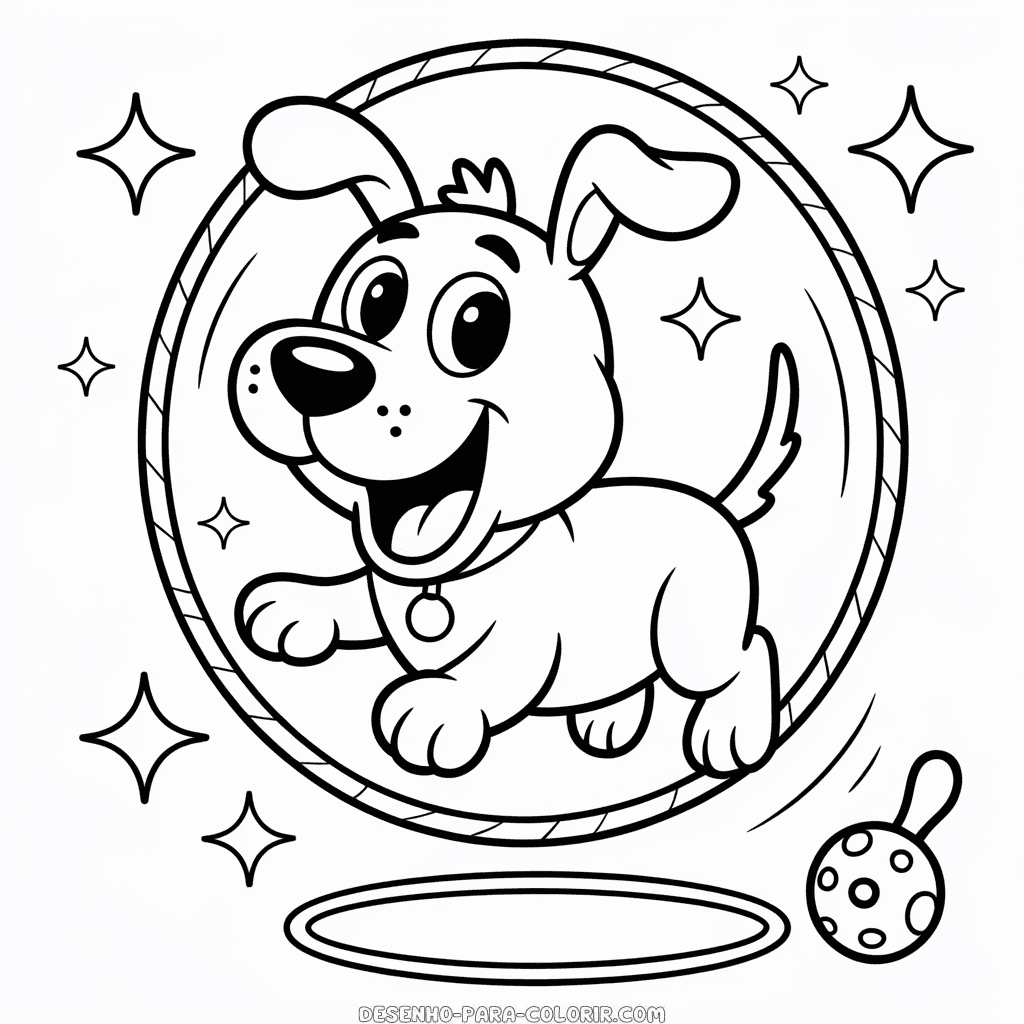 Desenho do Cão Desenho Animado para Colorir