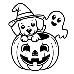 Desenho do Cão Fofinho de Halloween para Colorir