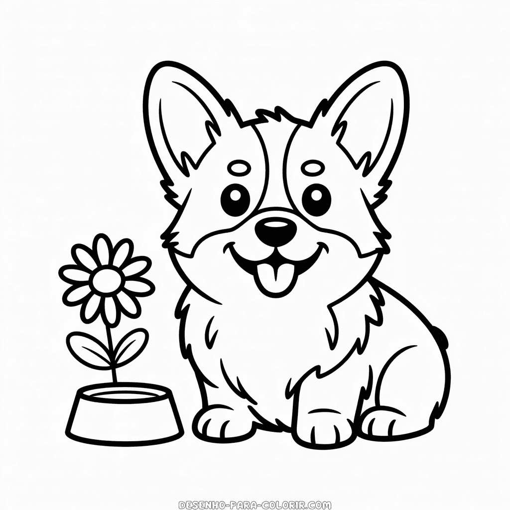 Desenho do Corgi para Colorir