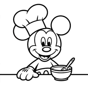 Desenho do Mickey Mouse Cozinhando para Colorir
