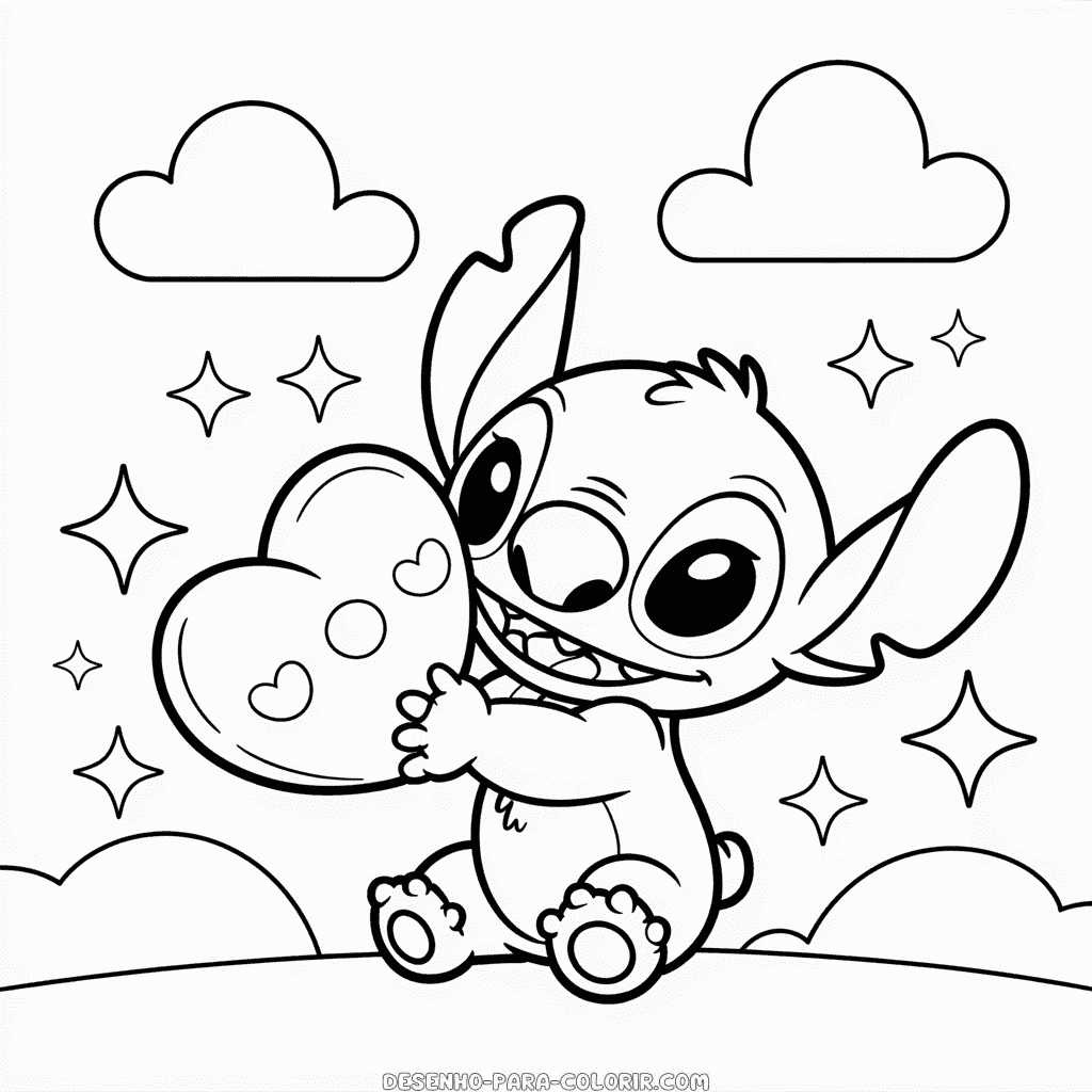 Desenho do Stitch Kawaii para Colorir