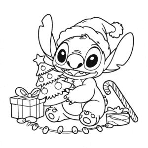 Desenho do Stitch Natal da Disney para Colorir